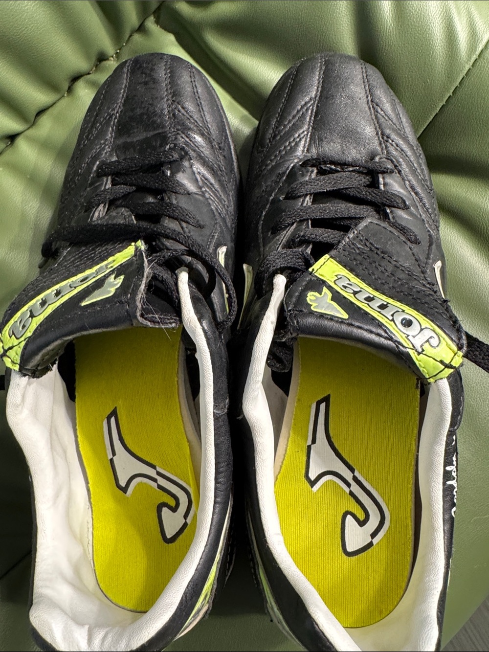 Men’s Black Soccer Cleats with Lime Accents